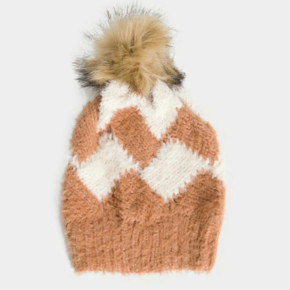 Fluffy Knit Pom Pom Beanie - Picture 1 of 4